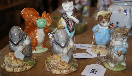 6 Beswick Beatrix Potter figures, Susan, Miss Moppet, etc, brown back stamps